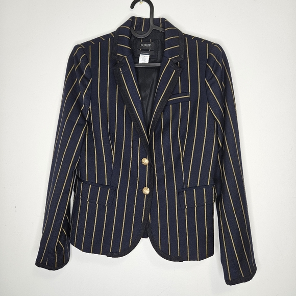 J. Crew Jackets & Blazers - J. Crew Schoolboy Classic Wool Blazer Jacket Sz 0 Navy Ble Pinstripes Preppy